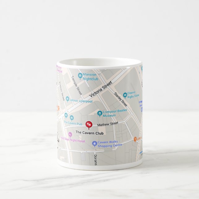 Caneca De Café Clube Cavern Mathew Street Liverpool Mapa (Centro)