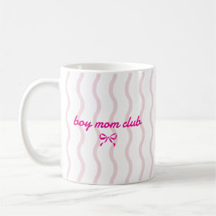 Caneca De Café Clube da Mamãe de Menino Personalizado com Listra 