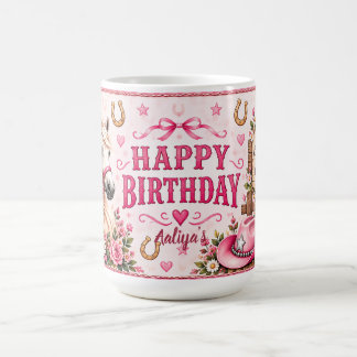 Caneca De Café Clube da Pônei Rosa Aniversário Cowgirl