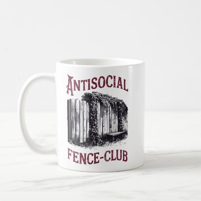 Caneca De Café Clube de Cerca Antisocial - Design Sarcástico Engr (Esquerda)
