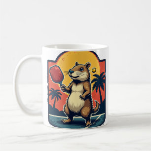 Caneca De Café Clube de Pickleball Capivara Logotipo Retro Arte E