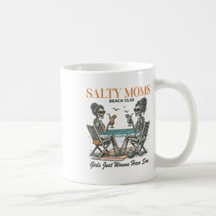 Caneca De Café Clube de Praia Salty Moms Férias de Verão Feriado