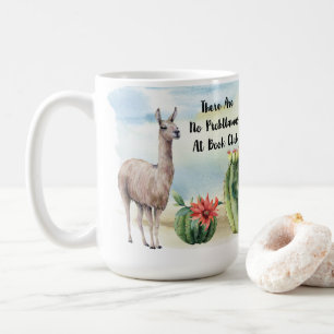 Caneca De Café Clube do Livro Cute Llama Watercolor Cactus