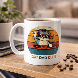 Caneca De Café CLUBE DO PAI DE GATO / Músico retrô engraçado