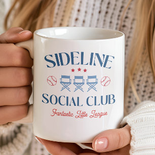 Caneca De Café Clube Social da Linha de Base de Beisebol com nome