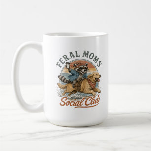 Caneca De Café Clube Social de Mães Feras Guaxinim Montado em Ret