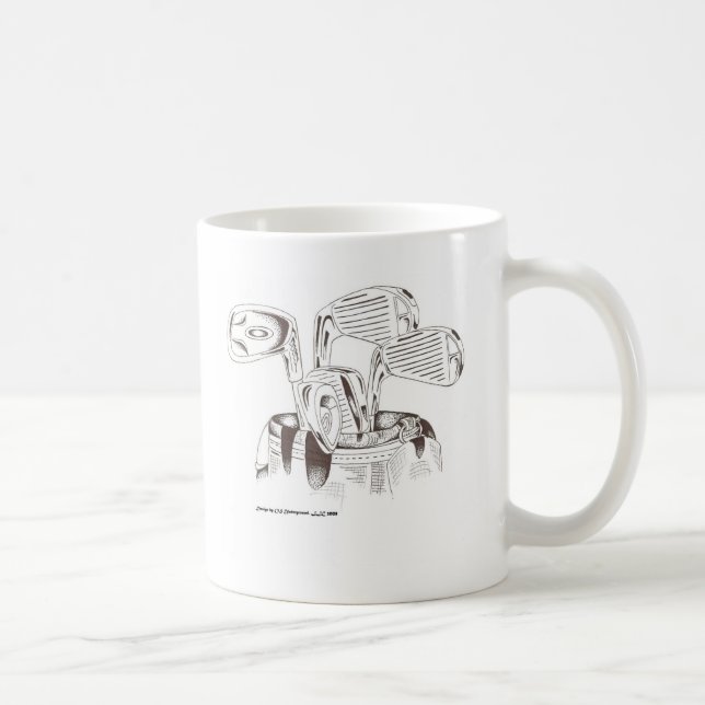 Caneca De Café Clubes de golfe em preta & no branco (caneca) (Direita)