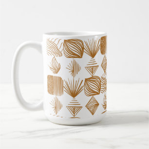 Caneca De Café Coágulo Tribal de Caribe Negrito: Dourado, Branco