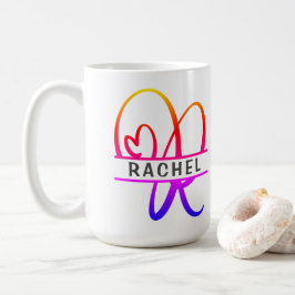 Caneca De Café Coágulos de café personalizados monograma do coraç