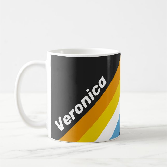 Caneca De Café Coal Nightfall Stripes with Name (Esquerda)