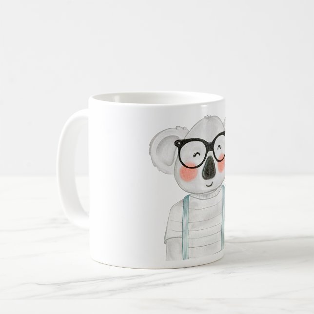 Caneca De Café Coala Fofo de Aquarela com Óculos (Criador carregado)