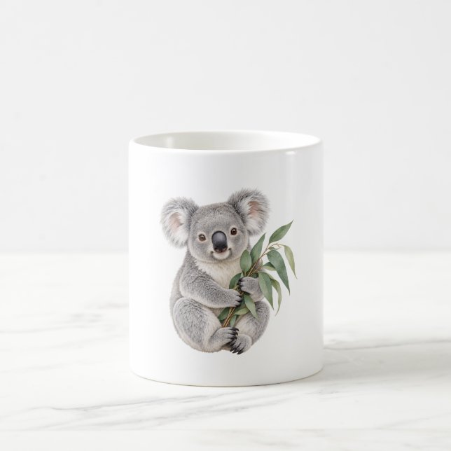 Caneca De Café Coala segurando folhas de eucalipto (Centro)