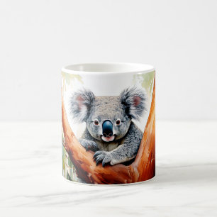 Caneca De Café Coala sentado em uma árvore de goma