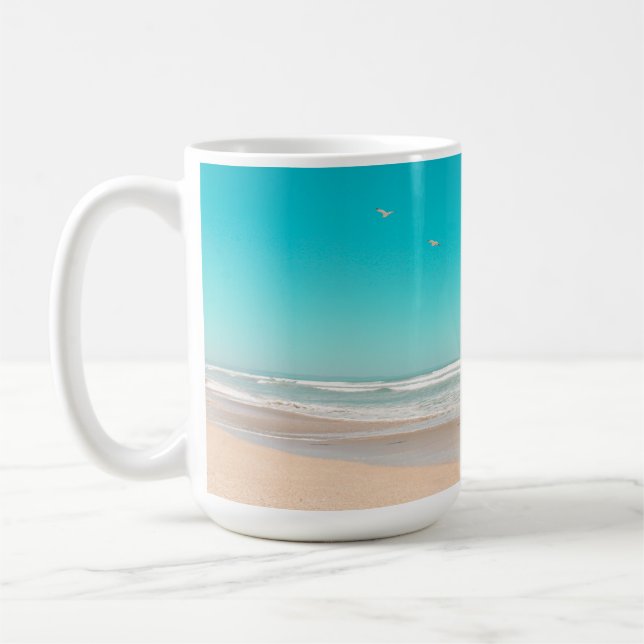Caneca De Café Coalhada de Pastel Ocean Sandy Beach Céguas voador (Esquerda)
