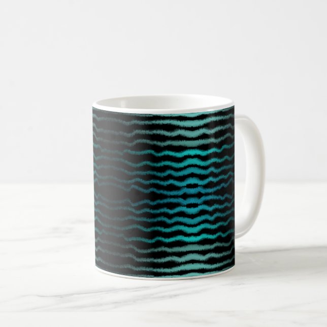 Caneca De Café Coastal Beach Salty Turquoise Waves Abstrato Art (Frente Esquerda)
