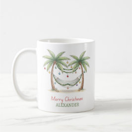 Caneca De Café Coastal Christmas Palm Trees With Hammock