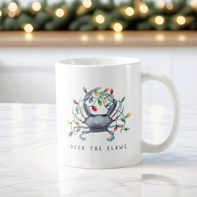 Caneca De Café Coastal Crab “Deck the Claws” Holiday (Criador carregado)