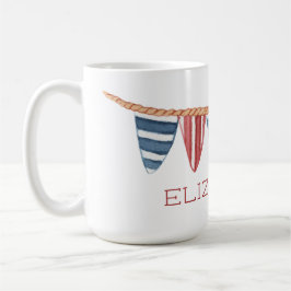 Caneca De Café Coastal Nautical Beach Flags Personalized