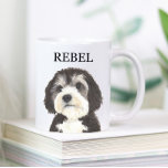 Caneca De Café Coaster personalizado da bebida de Bernedoodle<br><div class="desc">Eu estou apaixonado por esta ilustração de aquarela muito detalhada de um cão preto, branco e cinza bernodle ou sheepadoodle! Personalize essas canecas cerâmicas com seu nome ou monograma e até mesmo mude a cor da alça para felicitar sua decoração! Altere as fontes selecionando a opção "editar usando a ferramenta...</div>