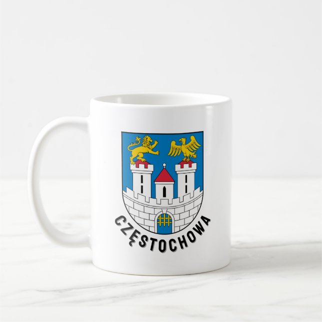 Caneca De Café Coat of Arms of Częstochowa, Poland (Esquerda)