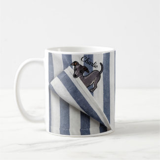 Caneca De Café Cobertor Listrado Personalizado de Whippet