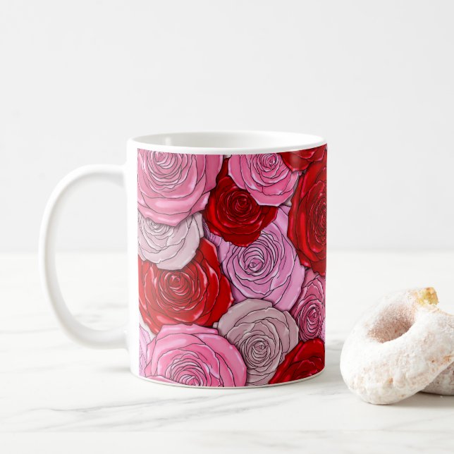Caneca De Café Cobertura de Rosas (Com Donut)