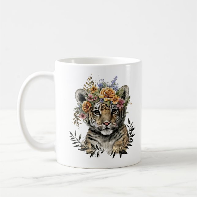 Caneca De Café Cobra Aquosa Floral Bebê Tigre (Esquerda)