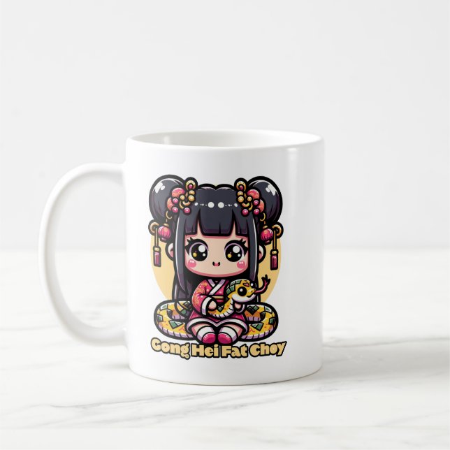 Caneca De Café Cobra de Ano Novo Chinês Kawaii (Esquerda)