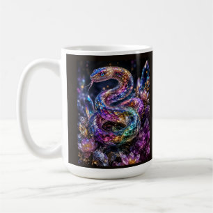 Caneca De Café Cobra de Cristal de Luxo   Glamour Preto Dourado