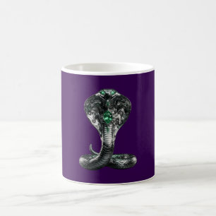 Caneca De Café Cobra de Cromo Metálico Líquido Futurista Esmerald
