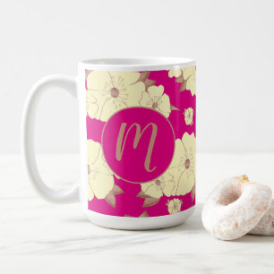 Caneca De Café Cobre Floral e Pastel Amarelo no Rosa de Fuchsia