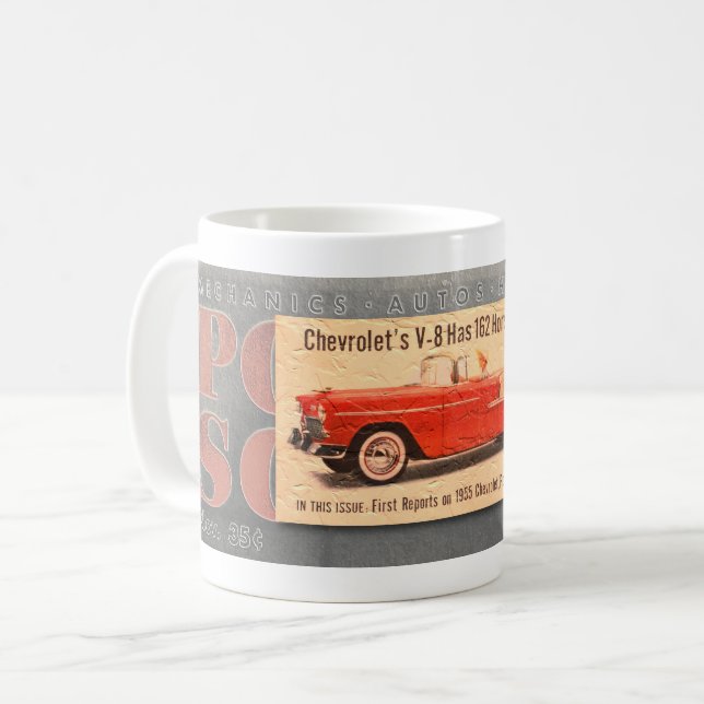 Caneca De Café cobrir CHEVY PHOTO COFFEE MUG 1955 (Frente Esquerda)