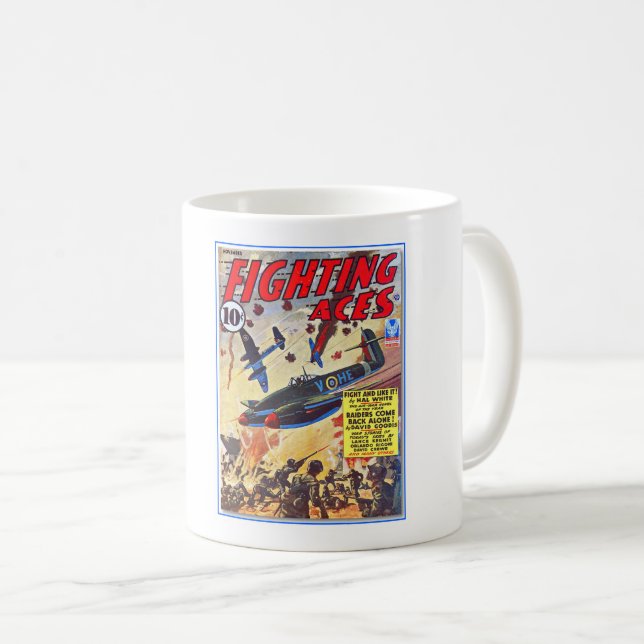 Caneca De Café cobrir Wwii ERA FIGHING ACES PULP MAG (Frente Esquerda)