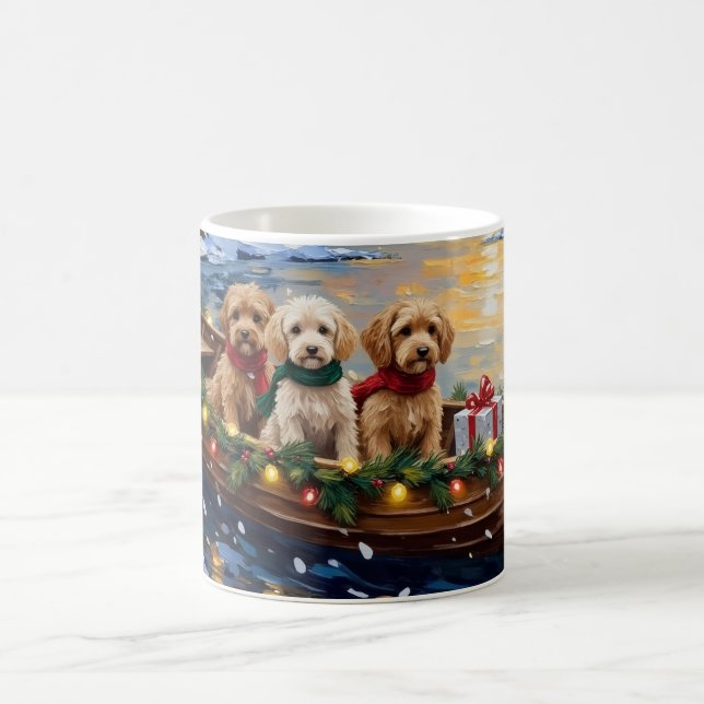 Caneca De Café Cockapoo Christmas Boat Holiday (Centro)