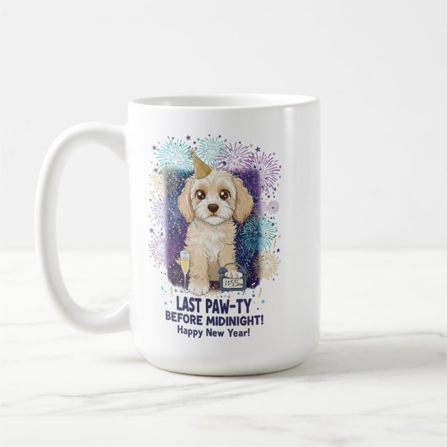 Caneca De Café Cockapoo Last Paw-ty 2026! Happy New Year (Esquerda)
