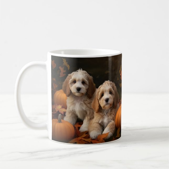 Caneca De Café Cockapoo Puppy Autumn Delight Pumpkin (Esquerda)