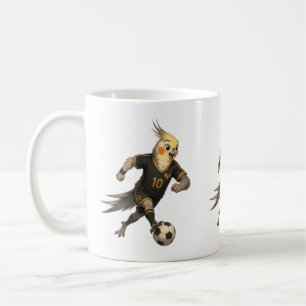Caneca De Café Cockatiel Atleta de Futebol Fofo