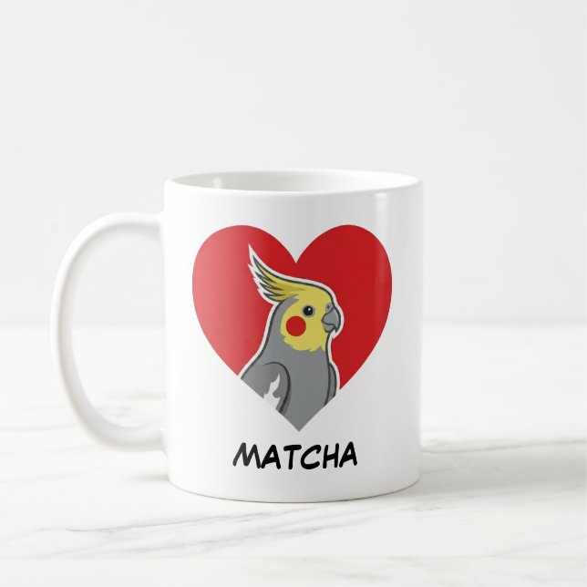 Caneca De Café Cockatiel Personalized Heart Gift (Esquerda)
