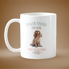 Caneca De Café Cocker Spaniel e Vinho
