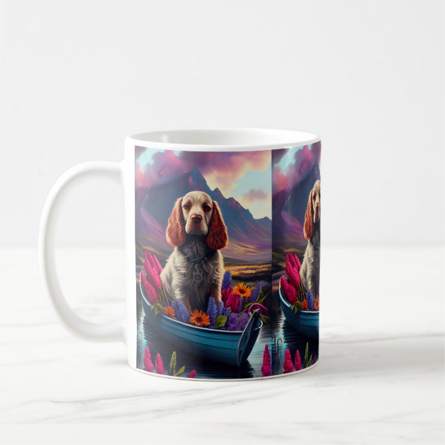 Caneca De Café Cocker Spaniel em uma Pagaia: Uma Aventura Cênica (Esquerda)