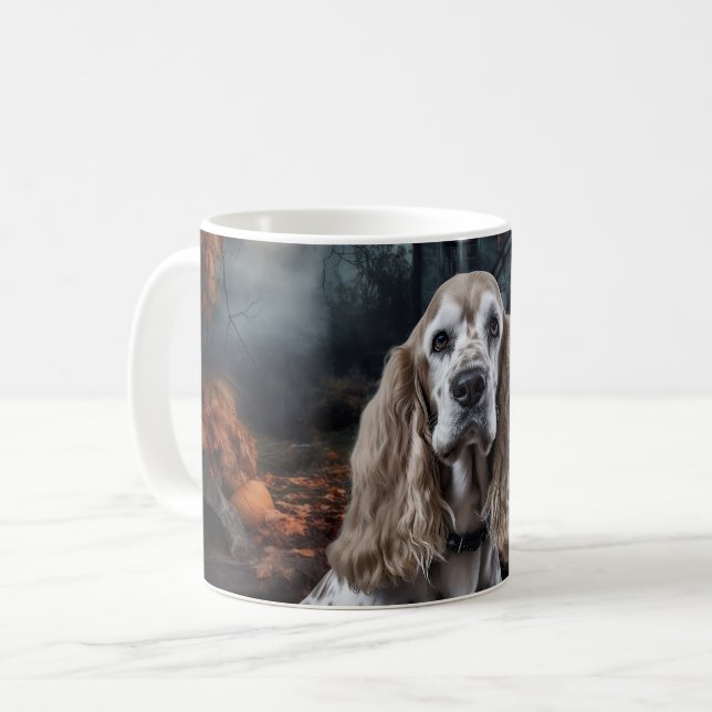 Caneca De Café Cocker Spaniel Halloween Scary (Frente Esquerda)