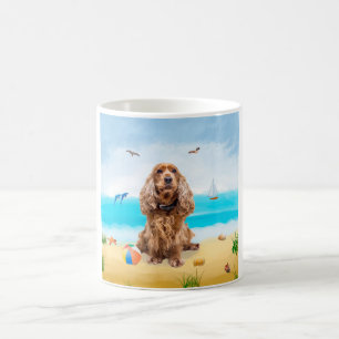 Caneca De Café Cocker Spaniel no Beach