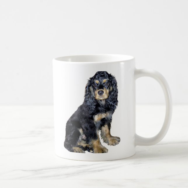 Caneca De Café Cocker Spaniel (preto e bronzeado) (Direita)