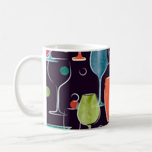 Caneca De Café Cocktails de aquarela, padrão de safra colorido.