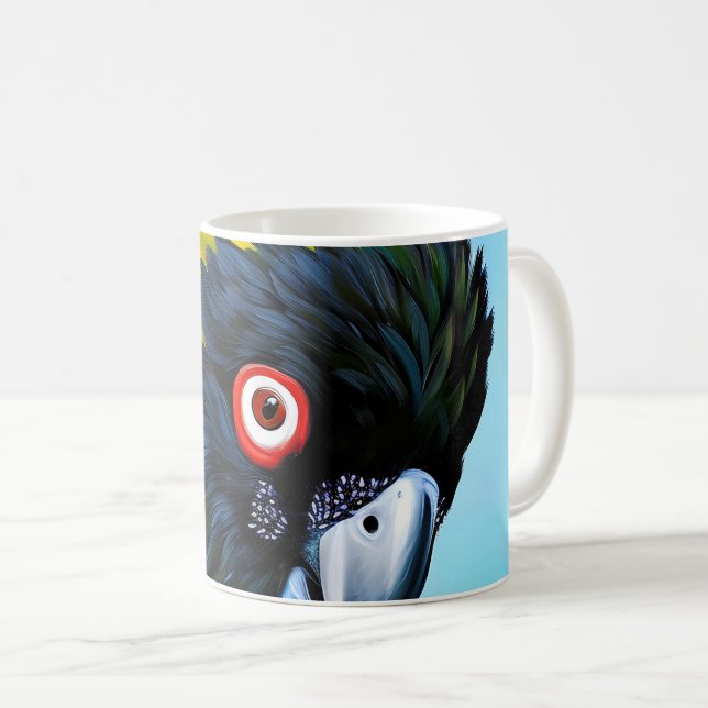 Caneca De Café Cocô preto com penas amarelas (Frente Esquerda)