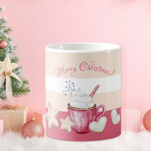 Caneca De Café Cocoa Quente De Natal E Biscoitos Aquarela