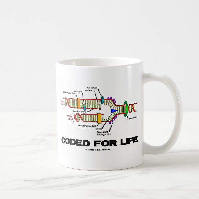 Caneca De Café Codificado para a vida (replicação do DNA) (Direita)