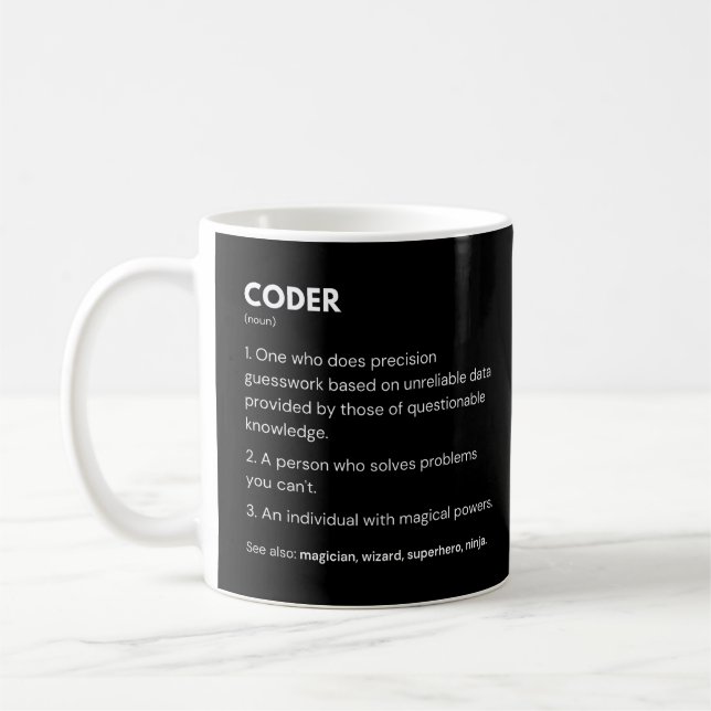 Caneca De Café Codificadores E Desenvolvedores Definição Divertid (Esquerda)