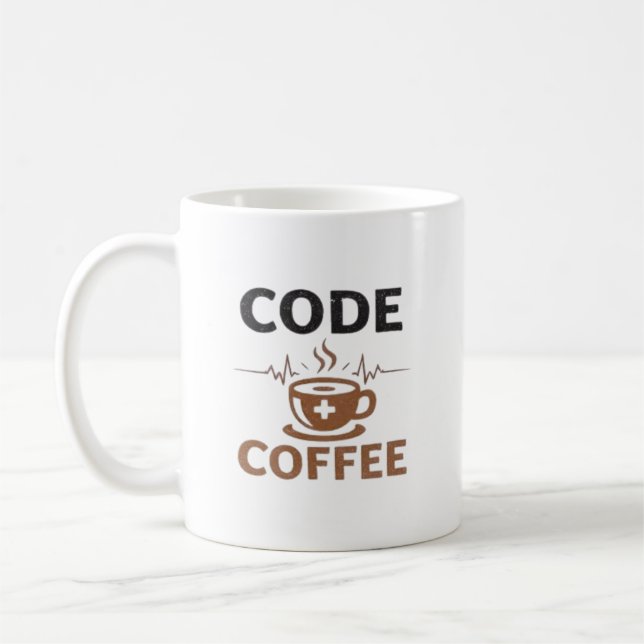 Caneca De Café Código Café Humor de Enfermeira Turno Vida (Esquerda)
