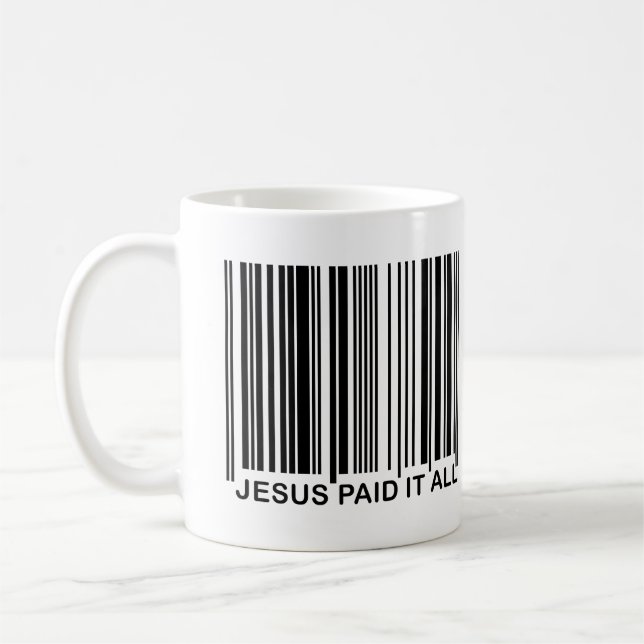 Caneca De Café Código de barras UPC de Salvação Cristã Jesus Pago (Esquerda)